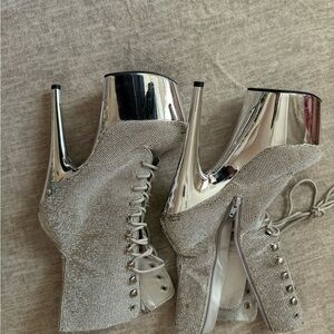Silver Platform Stiletto Boots